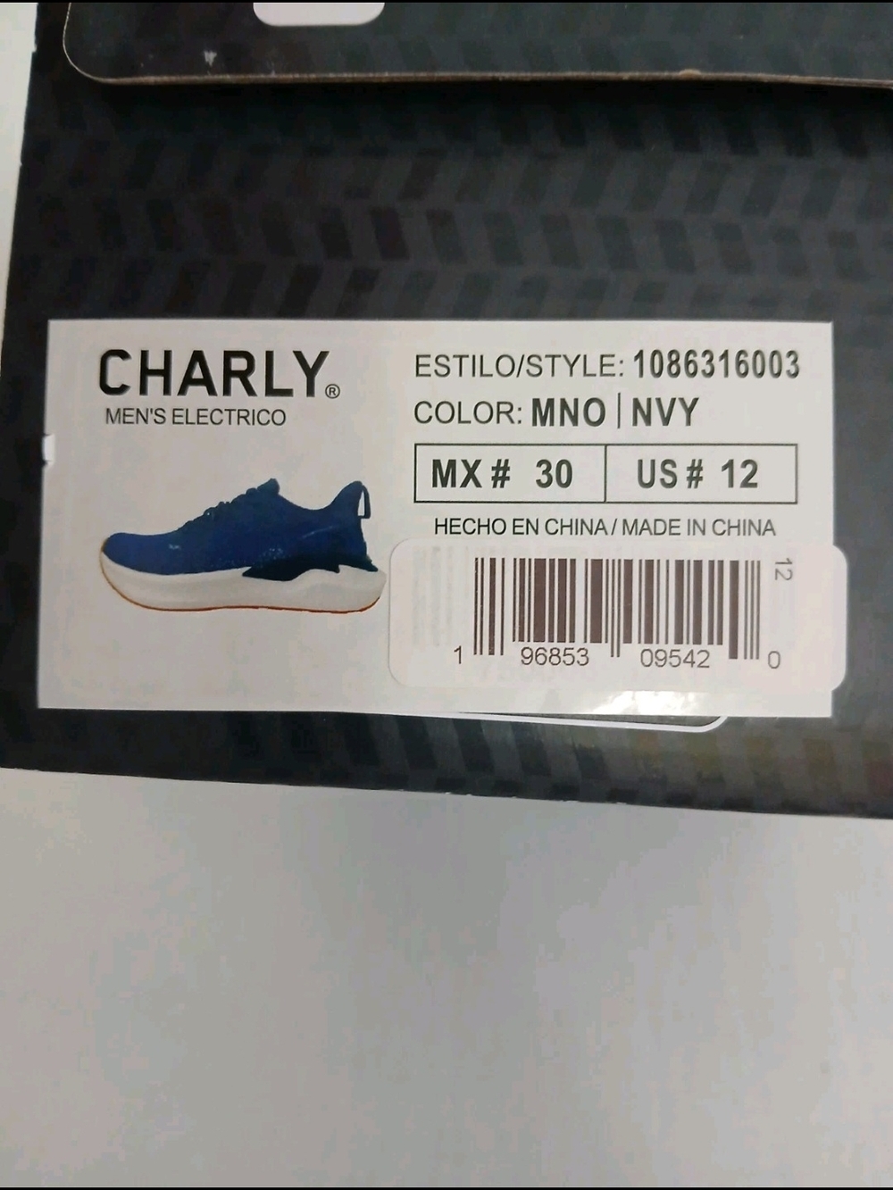 Charly Men's Electrico Running Shoe Navy Color New Sizes 9.5  $45 - Picture 3 of 12